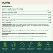 Wuffes Advanced Hip & Joint Chews for Small & Medium Breed Dogs, Vet Recommended, Glucosamine, Chondroitin, MSM, Green-Lipped Mussel & Hyaluronic Acid Supplement, Supports Mobility, 60 Pork Chews