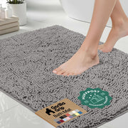 GORILLA GRIP Bath Rug Mat for Bathroom, Absorbent Chenille, 24x17 Gray | Soft Thick Quick Dry Microfiber Mats, Rubber Backing, Machine Washable Tub and Shower Floor Rugs, Home Decor Essentials
