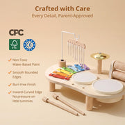 Wooden Drum Set for Toddlers 1-3, Montessori Musical Toy for Kids | First Birthday Gift for Boys & Girls, Encourages Engagement & Open-Ended Play, Screen-Free Fun