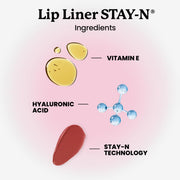 Sacheu Lip Liner STAY-N Peel Off Lip Stain, Longwear, p-INKED | Water-resistant, transfer & smudge-proof, lip tint with hyaluronic acid & vitamin E for conditioning benefits, matte finish