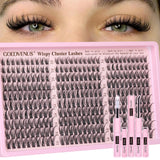 Goddvenus Lash Clusters Kit Wispy Eyelash Clusters Lashes Natural DIY Lash Extension Kit 10-16mm Cluster Eyelash Extensions Kit 300pcs C Curl Individual Lashes Cluster Eyelash (No Tweezers)