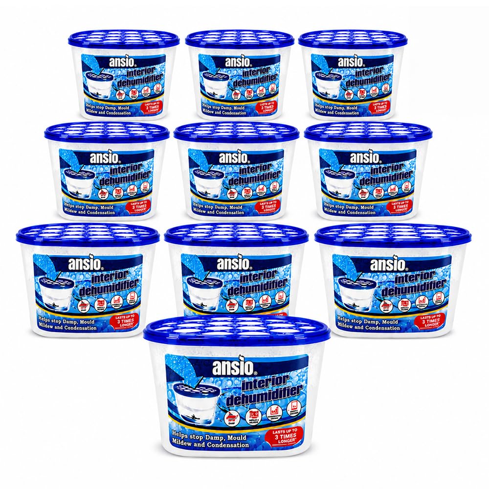 ANSIO Dehumidifier Disposable Pack of 10 Room Moisture Absorber | Condensation Remover , Mould in Home, Bathroom, Window, House, Kitchen, Wardrobe, Bedroom Interior Moisture Traps