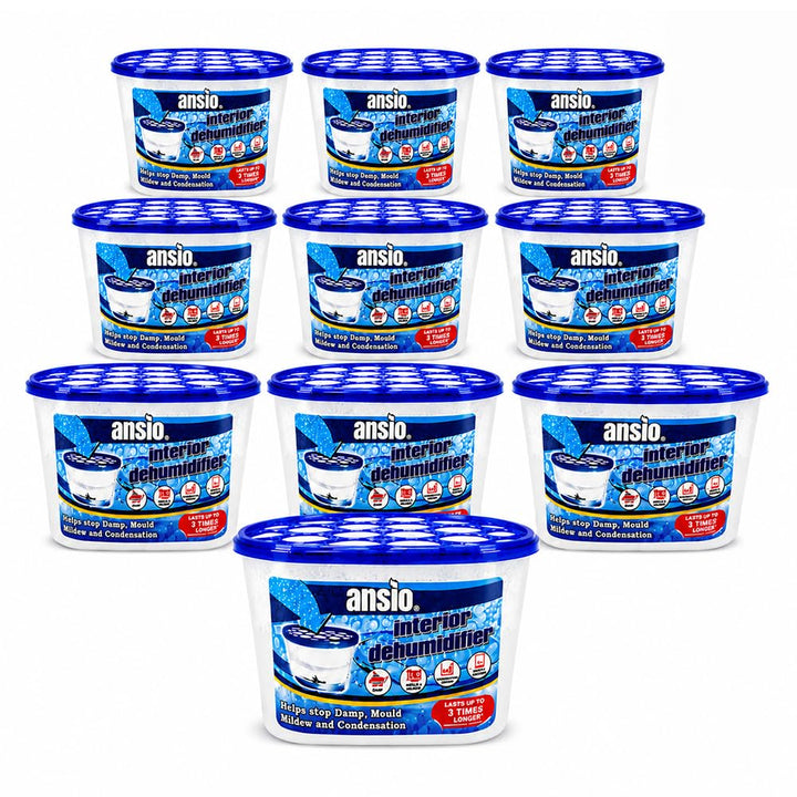 ANSIO Dehumidifier Disposable Pack of 10 Room Moisture Absorber | Condensation Remover , Mould in Home, Bathroom, Window, House, Kitchen, Wardrobe, Bedroom Interior Moisture Traps