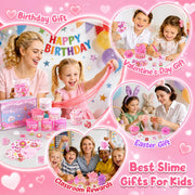 6-Pack Pink Slime Kit for Girls, Cloud Butter Squishy Birthday Gift Set | Party favor, goodie bag stuffer, Easter basket filler and sensory toy for kids ages 4-10
