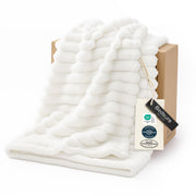 Bedsure GentleSoft White Throw Blanket for Couch - Halloween Decorations for Fall Home Living Room Decor, Cozy Fleece Blanket, Christmas Birthday Gifts for Women Mom Her Girls, Off White, 50x60 in