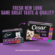 Cesar Classic Loaf in Sauce Wet Dog Food, Meaty Selects, 3.5 oz, 36 Count | Real meat #1 ingredient, no fillers or artificial flavors, formulated without grains, easy to digest, easy peel trays