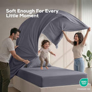 Twin Sheets Set, 3 Pieces 16" Deep Pocket Hotel Luxury Bed Sheets, Grey | Extra Soft Bedsheet Set for Kids, Women & Men, Comfy & Breathable Cooling Sheets, Fitted Sheet, Flat Sheet, 1 Pillowcase