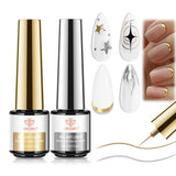 modelones Chrome Liner Gel Nail Polish Gold Silver Built-in Fine Brush | Metallic Nail Art Gel French Tip Mirror Effect No Powder Needed Paint Draw Swirl Design Long Lasting DIY U V Manicure Stuff