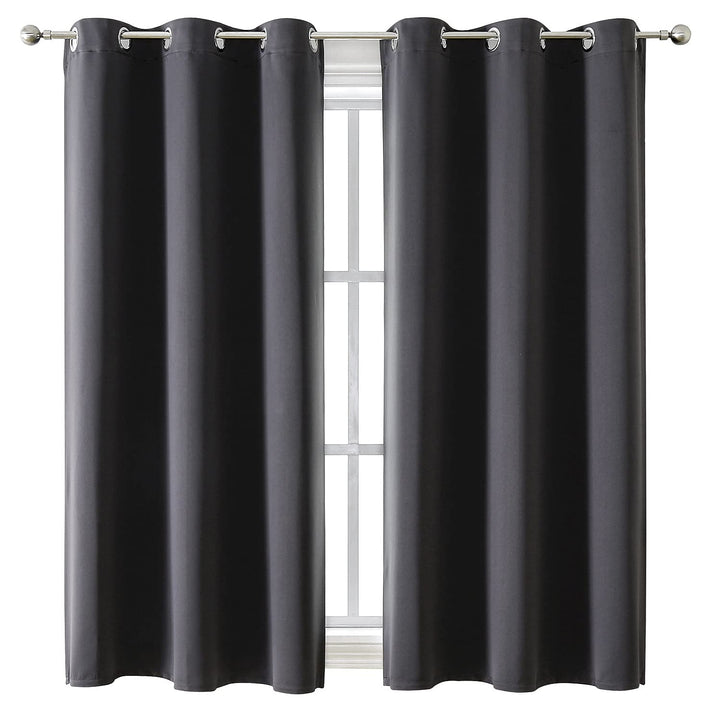 ChrisDowa Blackout Curtains for Bedroom and Living Room 63 Inches Long | 2 Panels Set, Thermal Insulated, Light Blocking, Room Darkening, Grommet, Window Drapes, Dark Grey, 42 x 63 Inch