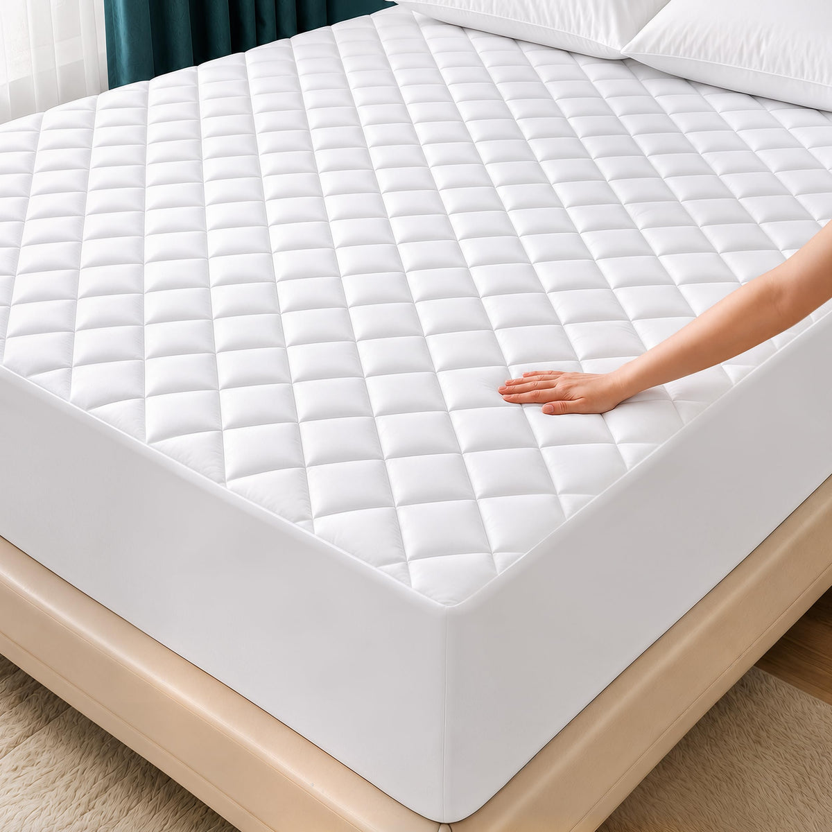Queen Mattress Pad, Quilted Mattress Protector Topper fits 16" Deep Pocket | White, Soft Breathable Fitted Mattress Cover, Noiseless, Machine Washable for Home & Hotels by Utopia Bedding