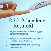 Differin Acne Retinoid Treatment Gel, 0.1% Adapalene, 15g Tube | Over-The-Counter Retinoid, Clears Acne And Prevents Breakouts, Gentle For Sensitive Skin, 30-Day Supply, 15G Tube