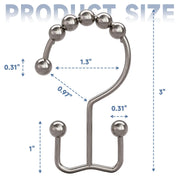 Titanker Shower Curtain Hooks Rings, Rust Resistant Metal Double Glide Shower Hooks Rings for Bathroom Shower Rods Curtains, Set of 12 Hooks - Nickel