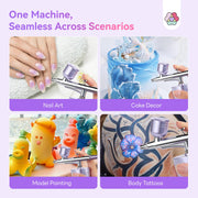 SAVILAND 2026 Airbrush for Nails 25 PSI Nail Airbrush Machine | 0.3mm DLC-Coated Nozzle, Flow-Locked Atomization & Steady Output, Dual-Charge Cordless Portable AirBrush for Nail Art