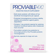 Nutramax Proviable Probiotics for Dogs & Cats, Sprinkle Capsules, 30ct | Probiotics for Cats and Dogs, Plus Prebiotics, Daily Gut Health Support Supplement, Multiple Strains, Sprinkle on Food