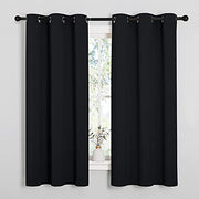 NICETOWN Black Blackout Curtains for Bedroom 42" Wide x 63" Long 2 Panels | Solid Grommet Thermal Insulated Drapes, Noise Reducing, Light Blocking, Room Darkening Decor for Kitchen Window Treatments