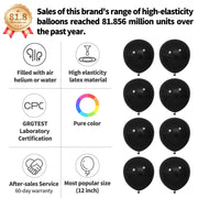 110pcs Black Balloon 12 inch, Black Latex Balloons for Birthday Party Baby Shower Wedding(with 2 Ribbons).