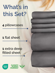 CGK Extra Deep Queen Sheet Set - 6pc Cooling Sheets - Grey | Hotel Luxury Bed Sheets Set, Easy & Secure Fit, Ultra-Soft, Wrinkle & Fade Free, Comfy Sheets Set with Extra Deep Pockets