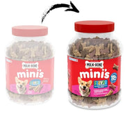 Milk-Bone Flavor Snacks Mini’s Dog Treats, 36 Oz. | 5 calories per treat, 15% protein, 3 flavors per canister (beef, chicken & bacon, naturally & artificially flavored)