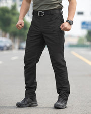 Men's Stretch Tactical Pants Waterproof Ripstop Fabric Cargo Pants Lightweight Casual Hiking Outdoor Work Pants (No Belt)