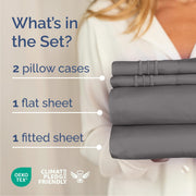 Queen Size 4 Piece Sheet Set - Breathable & Cooling Sheets - Dark Grey | Hotel Luxury Bed Sheets for Women & Men, Deep Pockets, Easy-Fit, Extra Soft and Wrinkle Free Sheets, Oeko-Tex Bed Sheet Set
