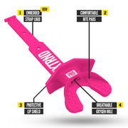 Nxtrnd Two Pro Football Mouth Guard, Permanent Strap, Fits Adult & Youth (Pink)