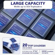 TRUGQ Toploader Binder Holds 324 Toploaders - 20 Toploaders | Waterproof PU Leather+Anti-Yellowing PP Inserts,Ridge Tab Sorting Portable top loader binder for cards For Sports/Game Cards
