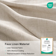Linen Total Blackout Curtains for Bedroom Living Room 84 Inch, Cream | 100% Blackout Shield Linen Textured Back Tab/Rod Pocket Drapes, Thermal Insulated Blackout Curtains 2 Panels Set, 50"W x 84"L