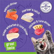 Purina Friskies Pate Wet Cat Food Variety, Seafood & Chicken, (40) 5.5 oz | Moist cat food with real seafood or chicken, smooth easy-to-chew pate texture, 40-count variety pack to stock up