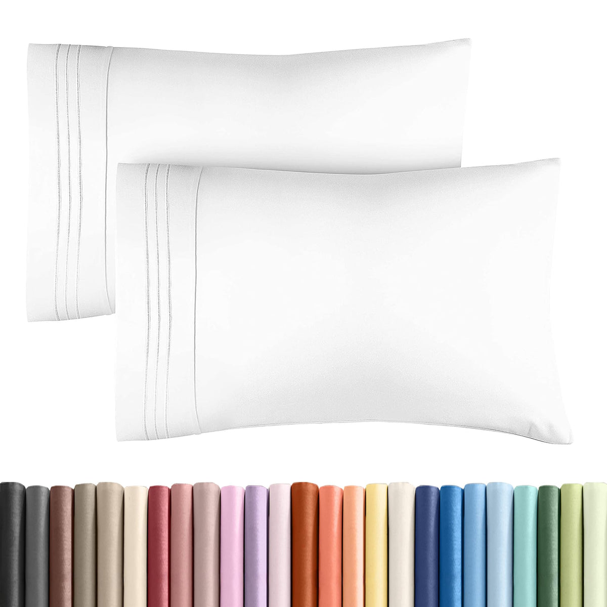 King Pillow Cases Set of 2 - Ultra Soft Cozy Pillowcase Covers - White | Hotel Quality, Comfortable Bedding for Women, Men, Kids & Teens, Machine Washable Pillow Protectors, 2 Piece Set, King Size