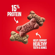 Milk-Bone Flavor Snacks Mini’s Dog Treats, 36 Oz. | 5 calories per treat, 15% protein, 3 flavors per canister (beef, chicken & bacon, naturally & artificially flavored)