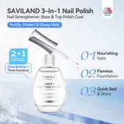 SAVILAND 3-in-1 Clear Nail Polish Base & Top Coat & Nail Strengthener 15ml | Quick Dry, For Damaged Nails, Helps Protect Nails & Extend Polish Wear, High Gloss Regular Nail Lacquer, Home Women Gift