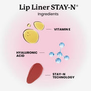 Sacheu Lip Liner STAY-N Peel Off Lip Stain, Longwear, p-INKED | Water-resistant, transfer & smudge-proof, lip tint with hyaluronic acid & vitamin E for conditioning benefits, matte finish