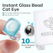 Modelones Cat Eye Magnet 5D Nail Magnet for Cateye Gel Polish Nail Stuff | White 360°Rotating Automatic Cat Eye Magnet Tool, U-Shaped&Ball Magnet&Hole&Heart Magnets for Glass Bead Nail Art