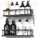 YASONIC Shower Caddy, Rust Proof Bathroom Storage Shelves, Large, Black | 2-Pack Bathroom Shelf, No-Drill Shower Shelf, Wall-Mounted Storage for Kitchen & Bedroom
