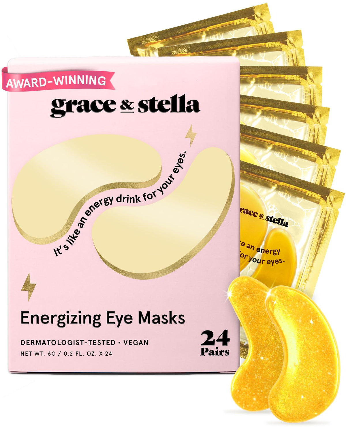 grace & stella Award Winning Eye Patches for Puffy Eyes - Birthday Gifts for Women - Under Eye Mask for Dark Circles and Undereye Bags - Gifts for Mom - Vegan Cruelty-Free Self Care (24 Pairs, Gold)