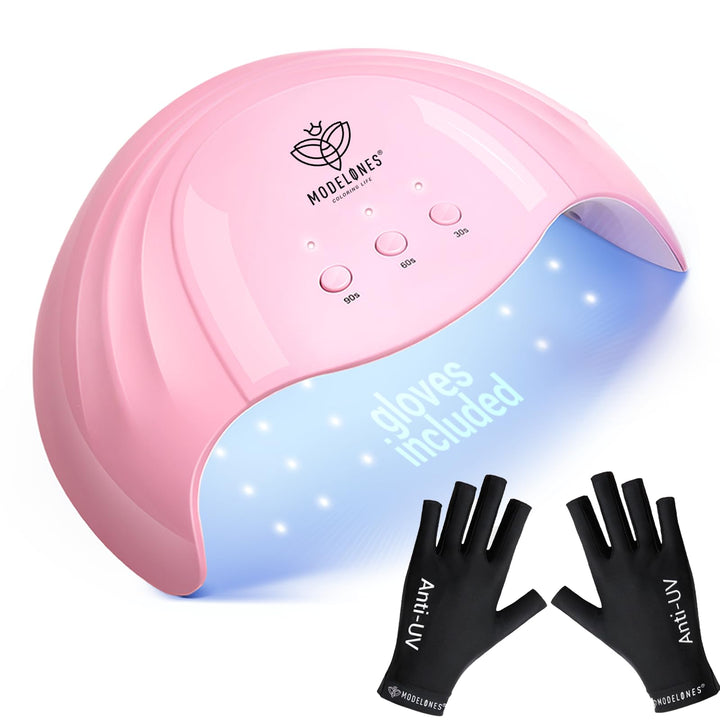 Modelones UV Nail Lamp 48 W Nail Dryer with 3 Timer Settings | UV Light for Gel Nails LED Nail Lamp Professional UPF99+ UV Protection Gloves for Art Manicure