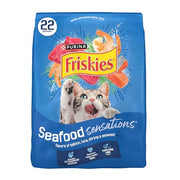 Friskies Purina Seafood Sensations Dry Cat Food, 22 lb Bag | Crunchy cat kibble with salmon, tuna and shrimp flavors, with protein for healthy muscles and fatty acids for skin and coat
