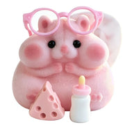 Handmade Taba Squishy Hamster Toy, Cute Squishy Stress Relief Fidget Toy | CUTE SQUEEZE Soft Non-toxic Silicone Butter Cheese Dumpling Squishy, Fuzzy Animal Sensory Toys for Kids Adults, Pink