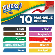 Crayola Clicks Retractable Tip Markers (10ct), Washable Cone Tip Art Marker Set, Cute Aesthetic School Supplies, Classroom Must Haves, Ages 8+