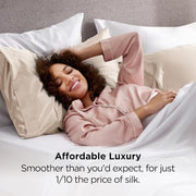 Bedsure Satin Pillowcases Queen Set of 2, Similar to Silk Pillow Case, 100% Polyester, Reduces Hair Frizz & Skin Friction, Decorative Covers, Gifts for Women, Envelope Closure, 20" x 30", Beige