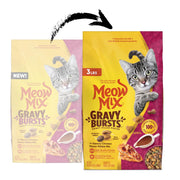 Meow Mix Gravy Bursts Dry Cat Food, 3 lb Bag | Crunchy cat kibble, gravy filled pieces, 100% complete & balanced nutrition