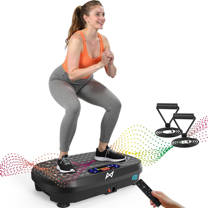 AXV Vibration Plate Exercise Machine Fitness Platform Body Vibrating Board | Curved Design 200W Powerful Oscillating 120 Level Shake Plate for Lymphatic Drainage Recovery Whole Body Toning With Handles