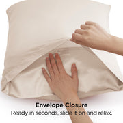 Bedsure Satin Pillowcases Queen Set of 2, Similar to Silk Pillow Case, 100% Polyester, Reduces Hair Frizz & Skin Friction, Decorative Covers, Gifts for Women, Envelope Closure, 20" x 30", Beige