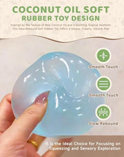 Coconut Oil Squishy, Coconut Oil Slow Rising Squeeze Stress Ball Clear Jelly Bubblegum Texture Coconut Oil Squishy Toy (Blue)
