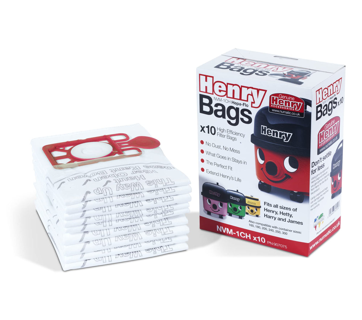 Henry Genuine NVM-1CH 907075 HepaFlo Vacuum Bags, Pack of 10 | Genuine design ensures full compatibility with commercial vacuum systems, maintaining maximum suction and airflow.