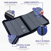 TRUGQ Toploader Binder Holds 324 Toploaders - 20 Toploaders | Waterproof PU Leather+Anti-Yellowing PP Inserts,Ridge Tab Sorting Portable top loader binder for cards For Sports/Game Cards