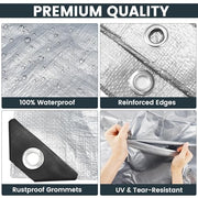TICONN Heavy Duty Tarp Cover Waterproof, Extra Thick UV Resistant Tarpaulin | 5.5 Mil-6'x8', Double-Sided Tear-Resistant Material, Reinforced Corners, Rust-Resistant Grommets, for Camping, Car, Outdoor