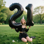 40 Inch Black Number 2 Balloons Foil Digital Helium Number Balloons | for 2nd 12 23 24 25 Birthday Anniversary Wedding Party Decorations,Jumbo Helium Balloon Giant Large Digital Balloon