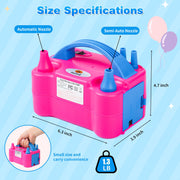 Nulink Electric Balloon Pump, Portable Electric Balloon Blower Machine Balloon Air Pump Dual Nozzle 110V 600W Balloon Inflator for Party Decorations