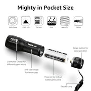 Lepro LED White Light Flashlight, High Lumens Waterproof Adjustable Focus | Small, lightweight. For outdoor, camping, emergency, tactical use. AAA batteries included. Adjustable zoom focus.